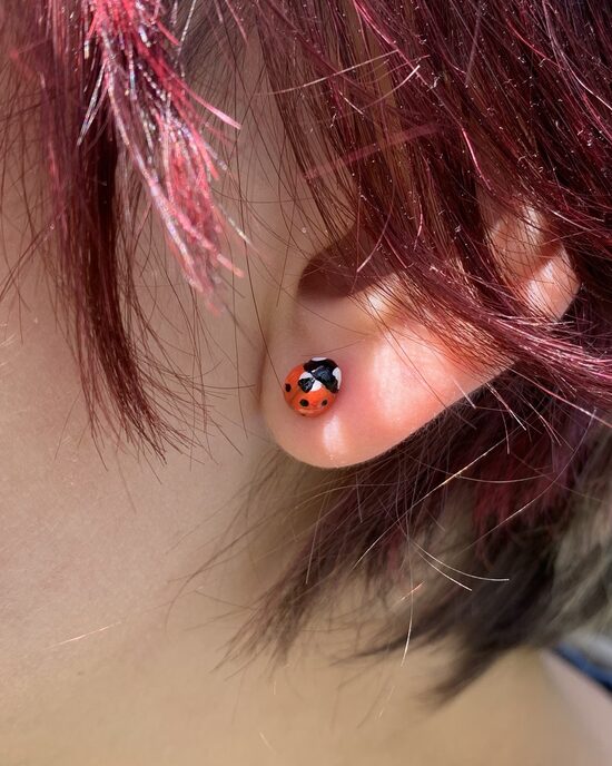 Realistic Ladybug Stud Earrings, Life-Sized, Unique Handmade Bug Studs